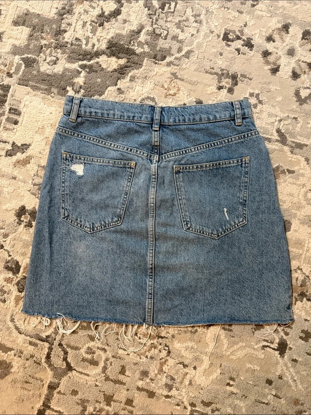 Free People Distressed Blue Denim Mini Skirt